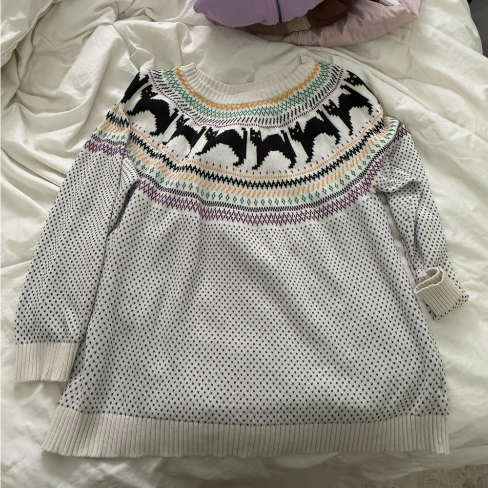 Modcloth Cream and Green Knit Sweater